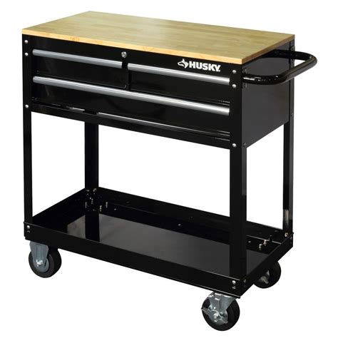 husky 3 drawer metal tool box|husky 36 inch tool cart.